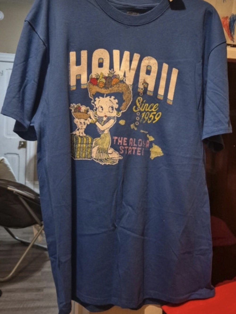 Hawaii Graphic Tee with Betty Boop - Blue